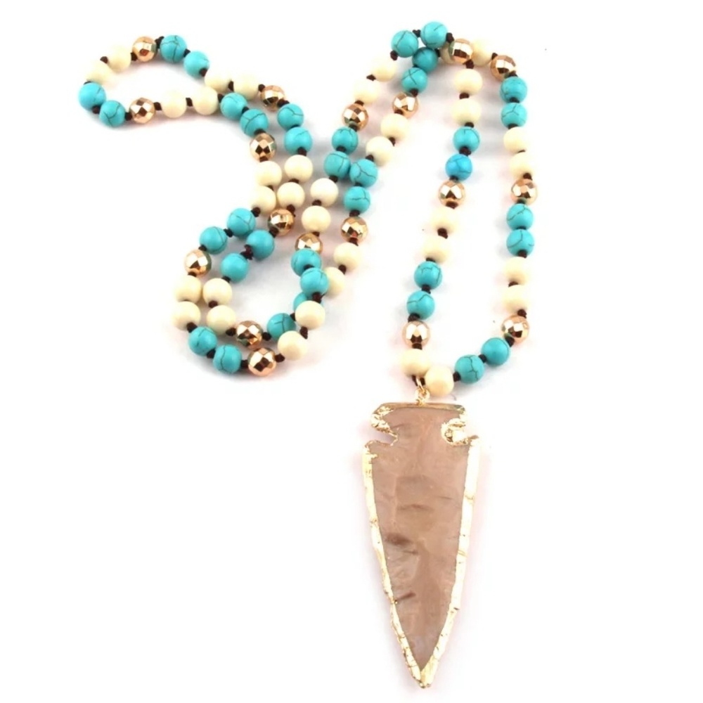 BOHO  Arrowhead Pendant  Statement Necklace